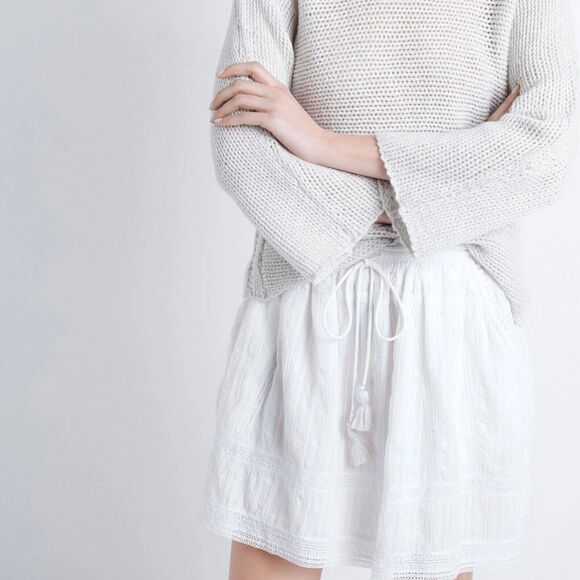 Zadig & Voltaire Joxini Striped White Mini Skirt Lace High Waisted S NEW 281701 - Picture 1 of 9